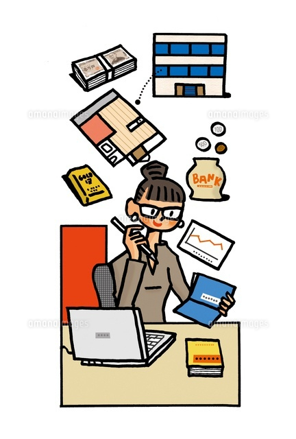 通帳を見る女性 の写真素材 イラスト素材 アマナイメージズ