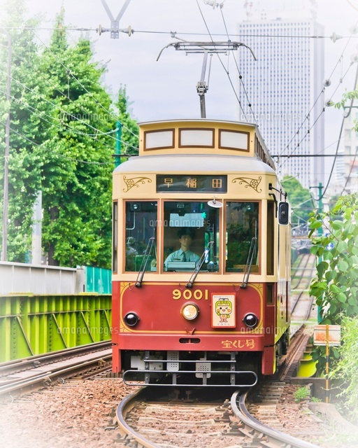都電荒川線 レトロ車両[02575000022]の写真・イラスト素材