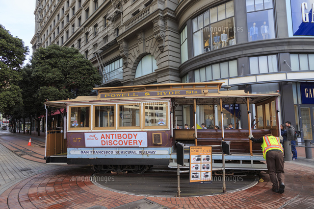 サンフランシスコ ケーブルカー 陶器 回転オルゴール ケーブルカー