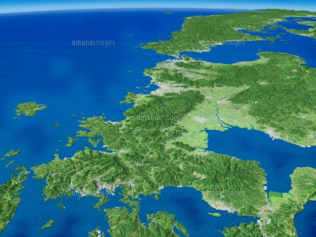 長崎県より北九州へ向けて筑紫山地を望む の写真素材 イラスト素材 アマナイメージズ