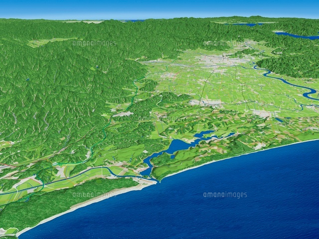 日本海側から北潟湖を福井市へ向けて望む の写真素材 イラスト素材 アマナイメージズ 日本海側から北潟湖を福井市へ向けて望む の写真素材 イラスト素材 アマナイメージズ