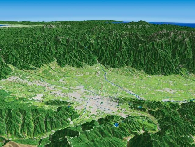 松本盆地と北アルプスを望む の写真素材 イラスト素材 アマナイメージズ