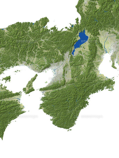 近畿地方の真俯瞰図 春 の写真素材 イラスト素材 アマナイメージズ