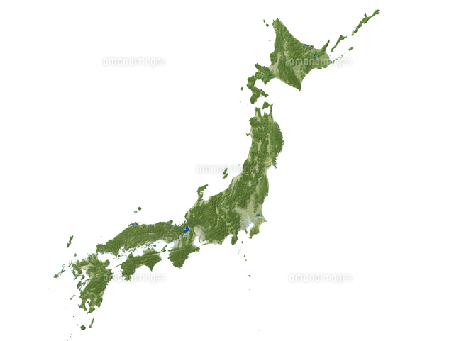 日本列島の真俯瞰図 春 の写真素材 イラスト素材 アマナイメージズ