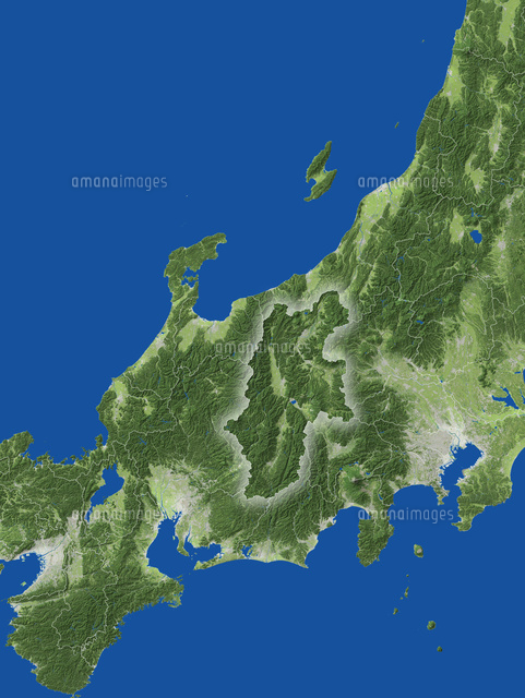 長野県の真俯瞰図 夏 の写真素材 イラスト素材 アマナイメージズ
