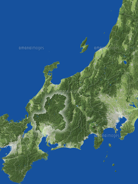 岐阜県の真俯瞰図(夏)[02614000960]の写真・イラスト素材｜アマナ