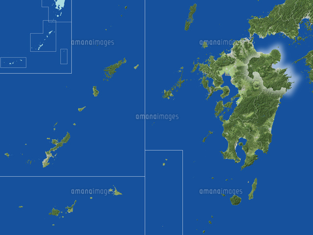 大分県の真俯瞰図 夏 の写真素材 イラスト素材 アマナイメージズ