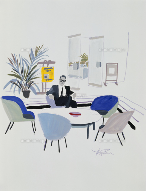 ロビーでくつろぐ男性 の写真素材 イラスト素材 アマナイメージズ