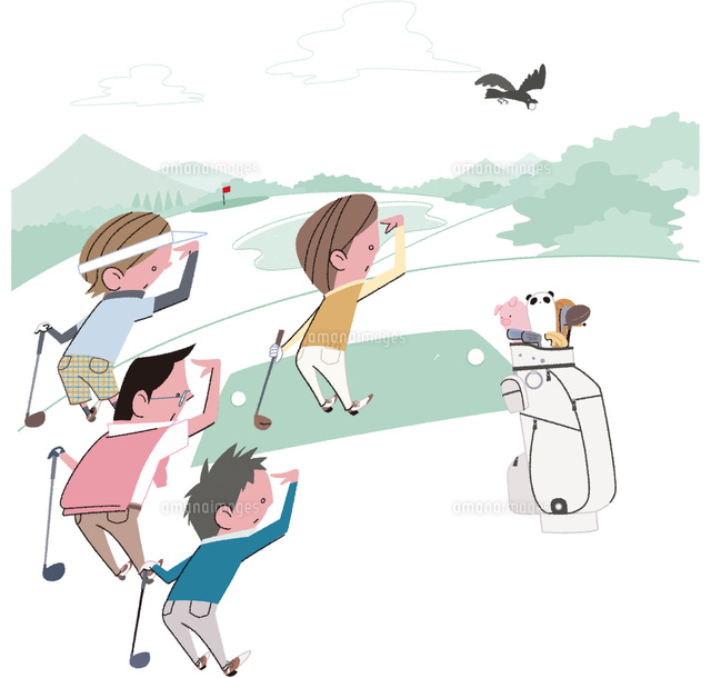 カラスにゴルフボールを盗られる の写真素材 イラスト素材 アマナイメージズ