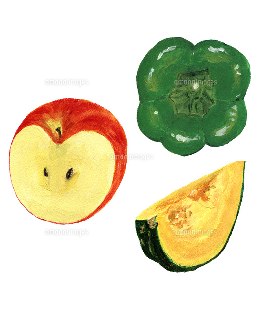 ピーマン りんご かぼちゃ の写真素材 イラスト素材 アマナイメージズ