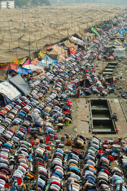 ビッショイジュテマの集会で礼拝を行うイスラム教の人々 バングラデシュ の写真素材 イラスト素材 アマナイメージズ