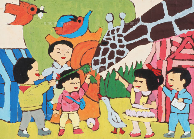 きりんと友だち の写真素材 イラスト素材 アマナイメージズ