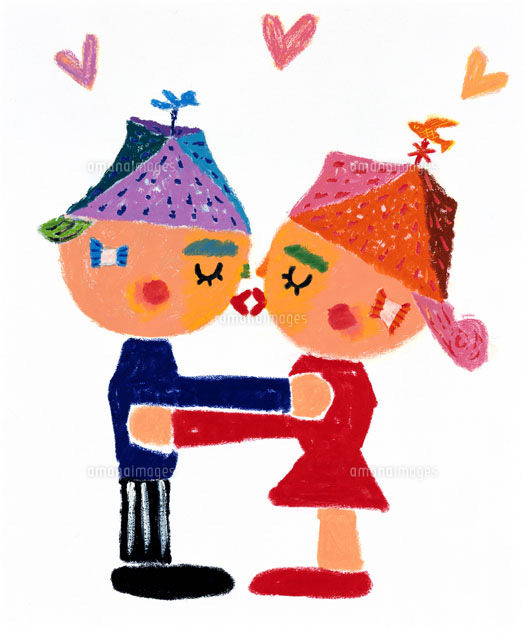 キスするカップル の写真素材 イラスト素材 アマナイメージズ