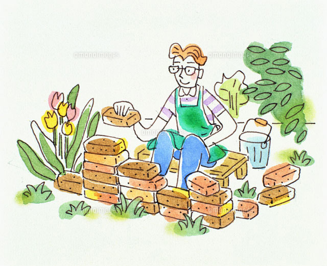 庭造りをする男性 の写真素材 イラスト素材 アマナイメージズ