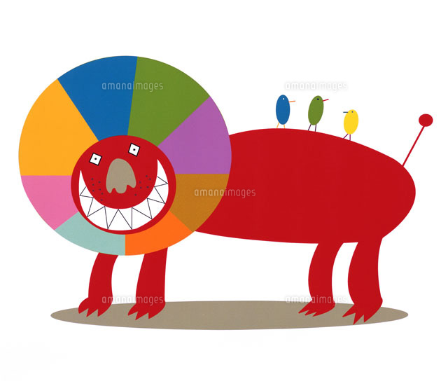 カラフルなたてがみのライオン[20037000852]の写真・イラスト素材