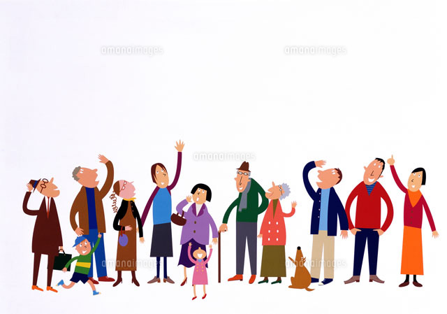 見上げる人々 の写真素材 イラスト素材 アマナイメージズ