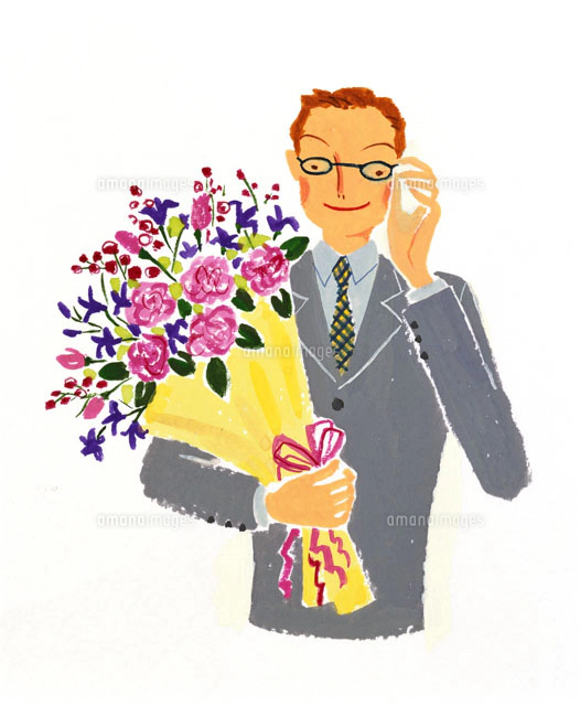 人物 花のイラスト素材 アマナイメージズ