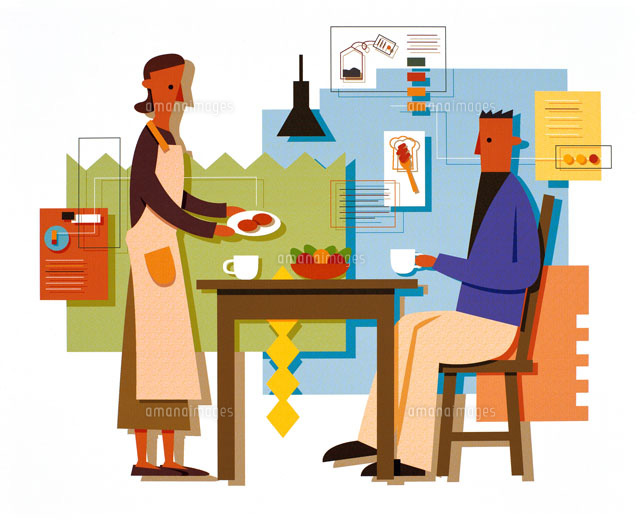 食卓の夫婦 の写真素材 イラスト素材 アマナイメージズ