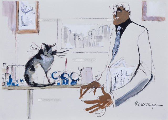 猫とスーツ姿の男性 の写真素材 イラスト素材 アマナイメージズ