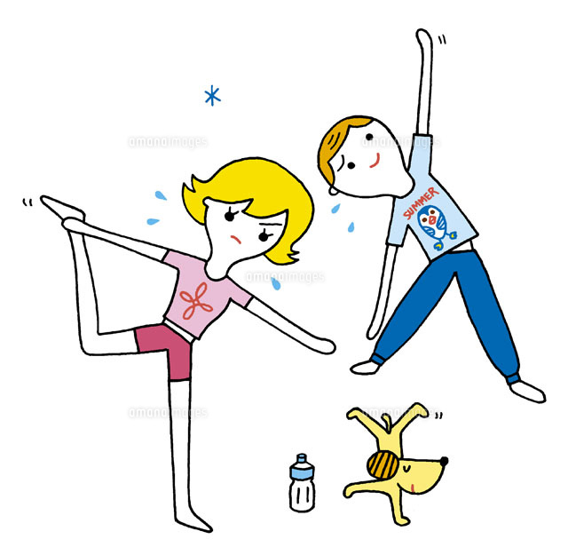 エクササイズをする男性と女性 の写真素材 イラスト素材 アマナイメージズ