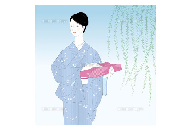 風呂敷包みを持つ和装の女性 の写真素材 イラスト素材 アマナイメージズ