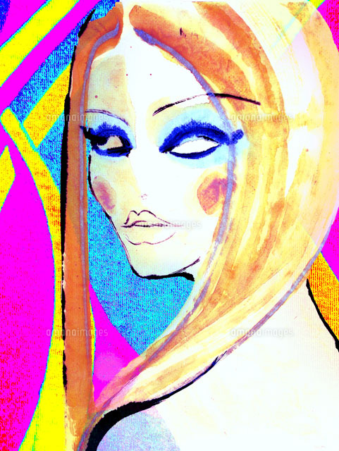 女性の顔 カラフル[20037005096]の写真・イラスト素材｜アマナイメージズ