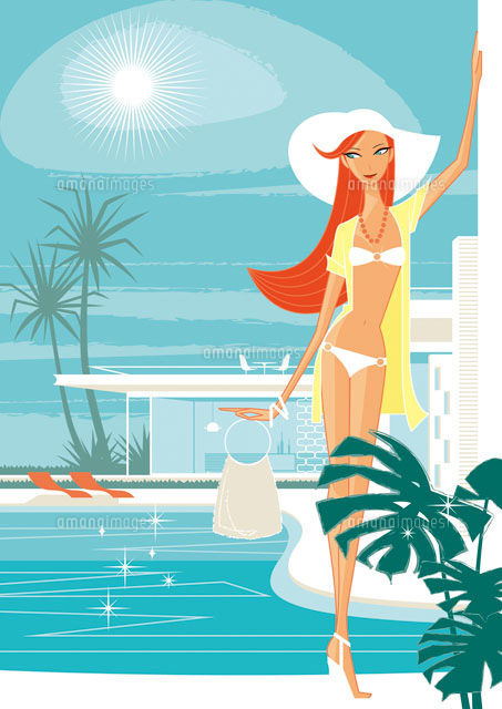プールサイドの水着の女性 の写真素材 イラスト素材 アマナイメージズ