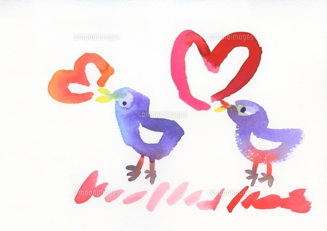 ハートをくわえた鳥 の写真素材 イラスト素材 アマナイメージズ