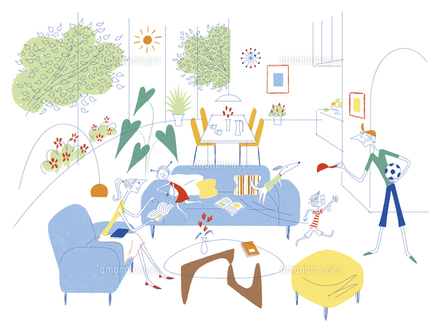 家で暮らしを楽しむファミリーのイメージ 20037007343 の写真素材 イラスト素材 アマナイメージズ