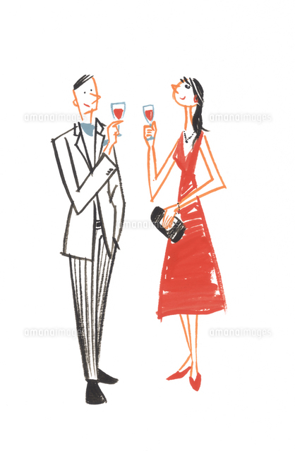 ワイングラスを持つ男性と女性 の写真素材 イラスト素材 アマナイメージズ