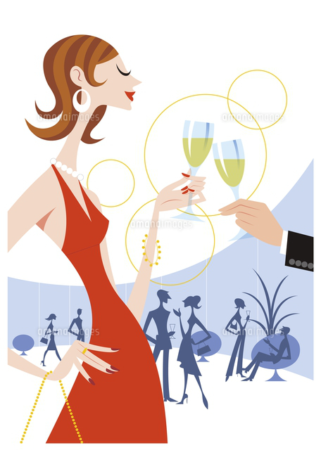ワイングラスをもつ女性 の写真素材 イラスト素材 アマナイメージズ