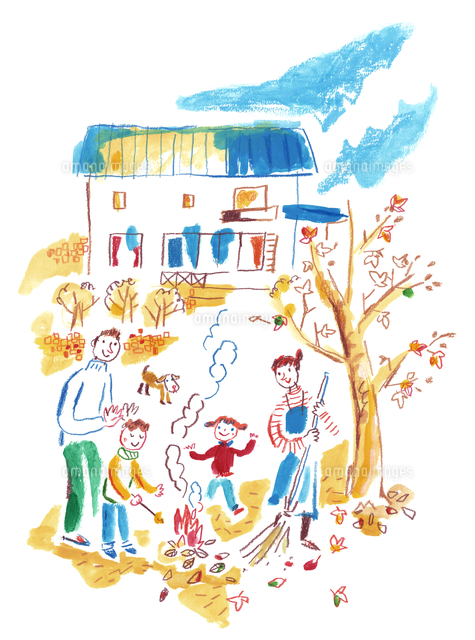 家と庭と家族 の写真素材 イラスト素材 アマナイメージズ