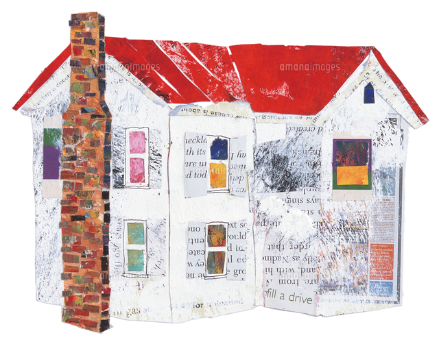 家 コラージュ の写真素材 イラスト素材 アマナイメージズ