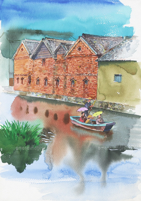 水芭蕉のある風景 水彩 の写真素材 イラスト素材 アマナイメージズ