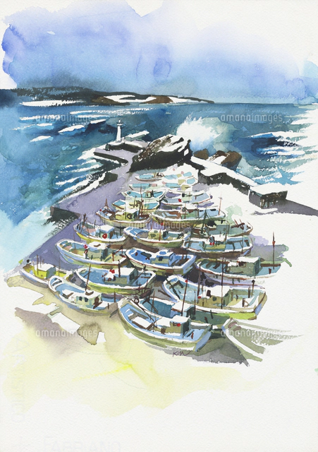 水芭蕉のある風景 水彩 の写真素材 イラスト素材 アマナイメージズ