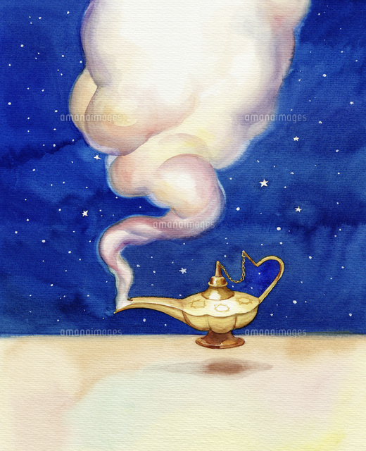 Smoke Emerging From Genie Lamp の写真素材 イラスト素材 アマナイメージズ