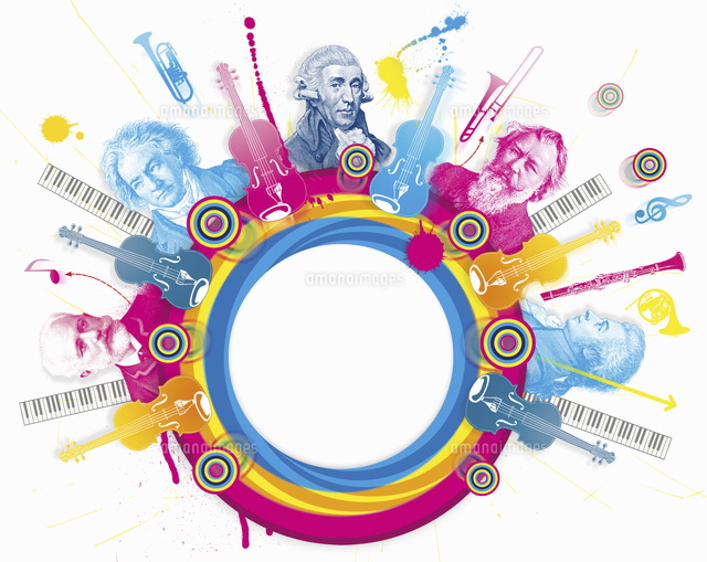 Multicolored Collage Of Classical Music Composers の写真素材 イラスト 素材 アマナイメージズ