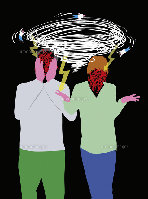 Child Caught In Whirlwind Of Stress As Couple Argue の写真素材 イラスト 素材 アマナイメージズ