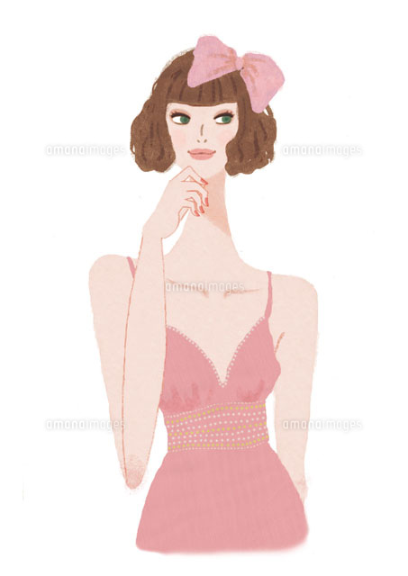 ピンクのワンピースの女の子 の写真素材 イラスト素材 アマナイメージズ