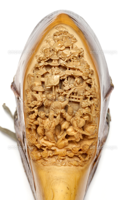 オナガサイチョウの頭骨の彫刻[20047002213]の写真・イラスト素材