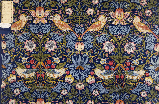Strawberry Thief furnishing fabric, by William Morris. Lond