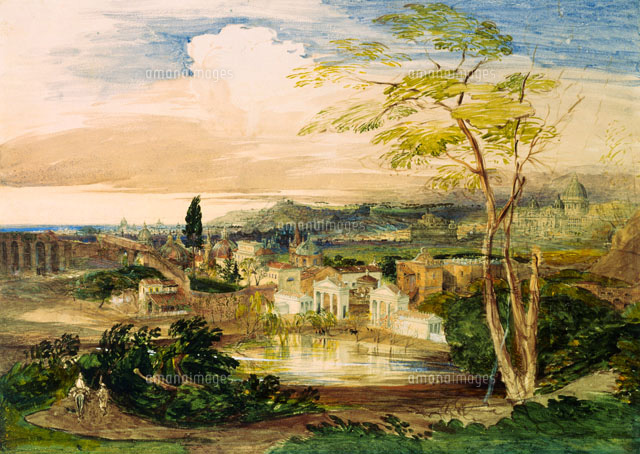 Rome from Borghese Gardens, by Samuel Palmer. Italy, early