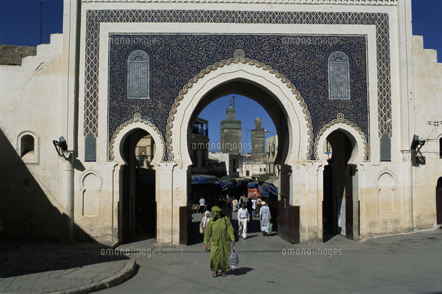 Bab Bou Jeloud Fes El Bali Fez Morocco North Africa Africa 20062040612 の写真素材 イラスト素材 アマナイメージズ