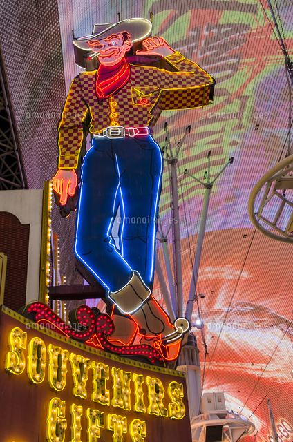 Vegas Vic Cowboy neon sign, Fremont Experience, Las Vegas, Nevada