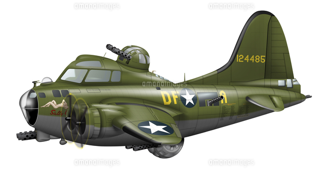 Cartoon illustration of a Boeing B-17 Flying Fortress
