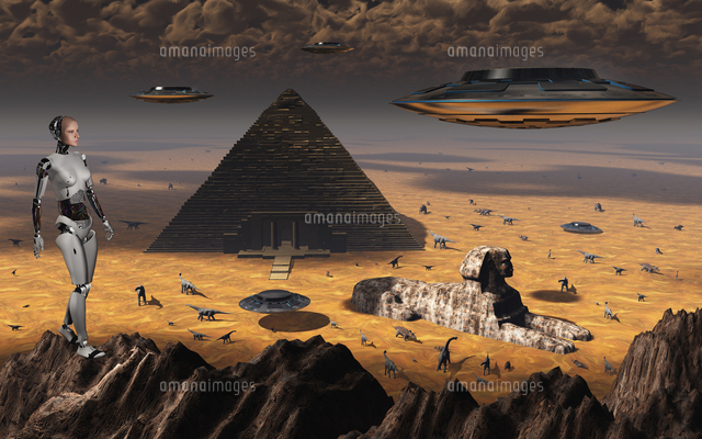 Pyramids and Sphinx appear on many planets in the known galaxy