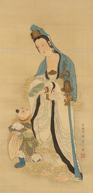 観音図_李龍眠模写[20076000264]の写真・イラスト素材｜アマナイメージズ