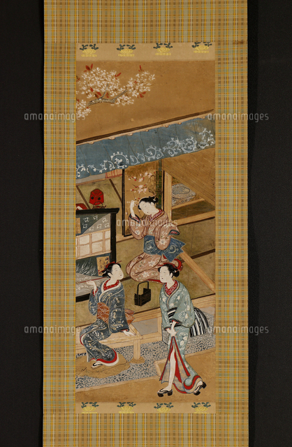 肉筆浮世絵桜花美人図[20076000369]の写真・イラスト素材｜アマナ