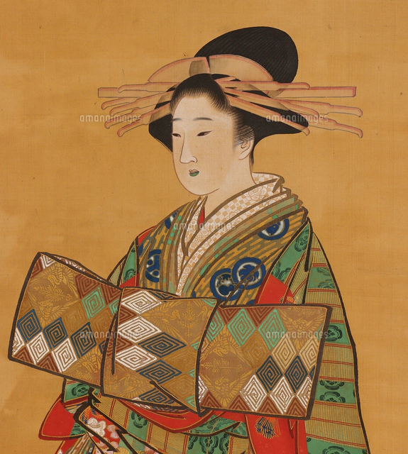 肉筆浮世絵美人図 花魁[20076000624]の写真・イラスト素材｜アマナ