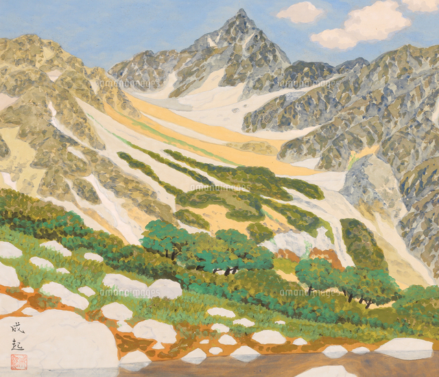 槍ヶ岳図 風景画[20076001229]の写真・イラスト素材｜アマナイメージズ